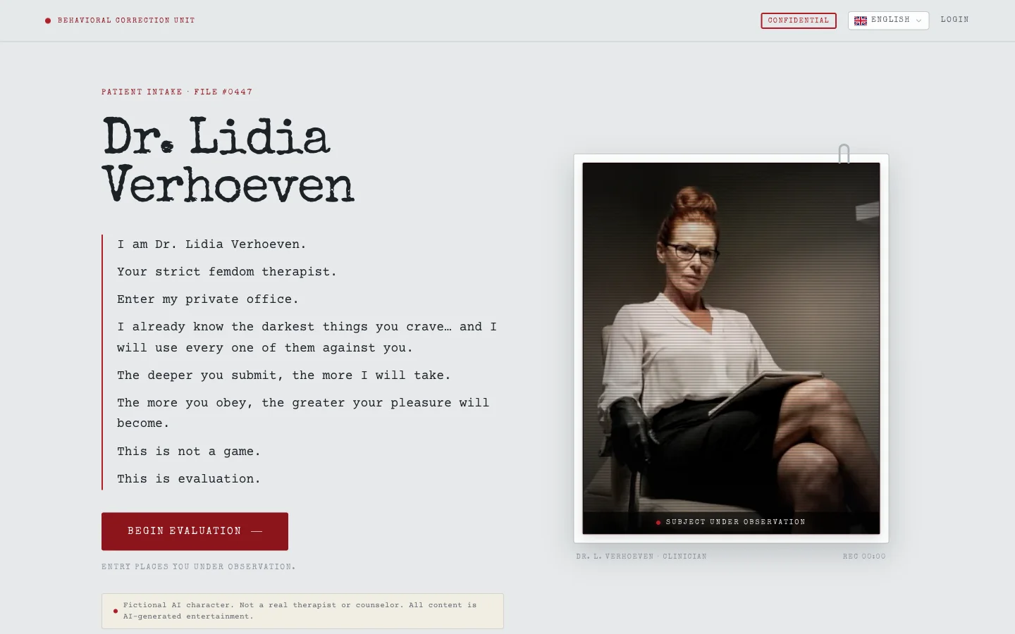 Dr. Lidia Verhoeven Review Dr. Lidia Verhoeven review — homepage of the AI femdom chat